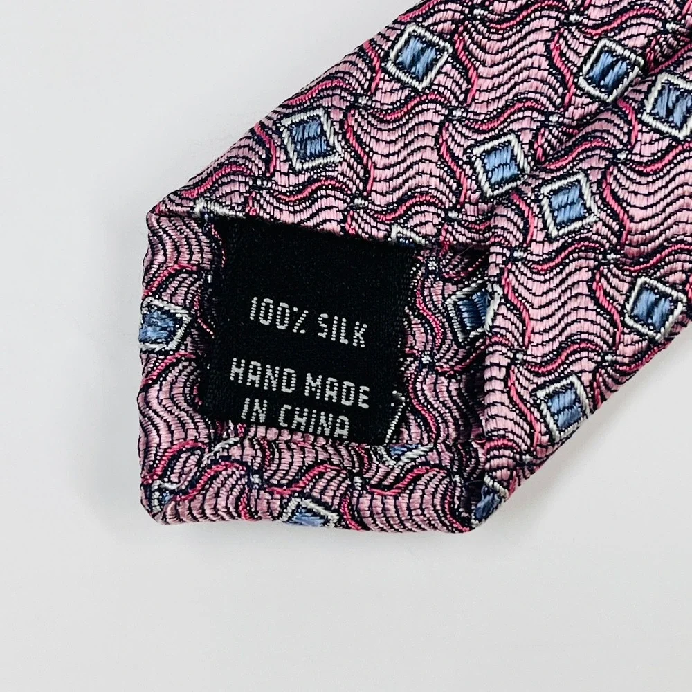 Jos. A. Bank Silk Tie Mens OS Pink Blue Geometric Signature Collection‎ Luxury